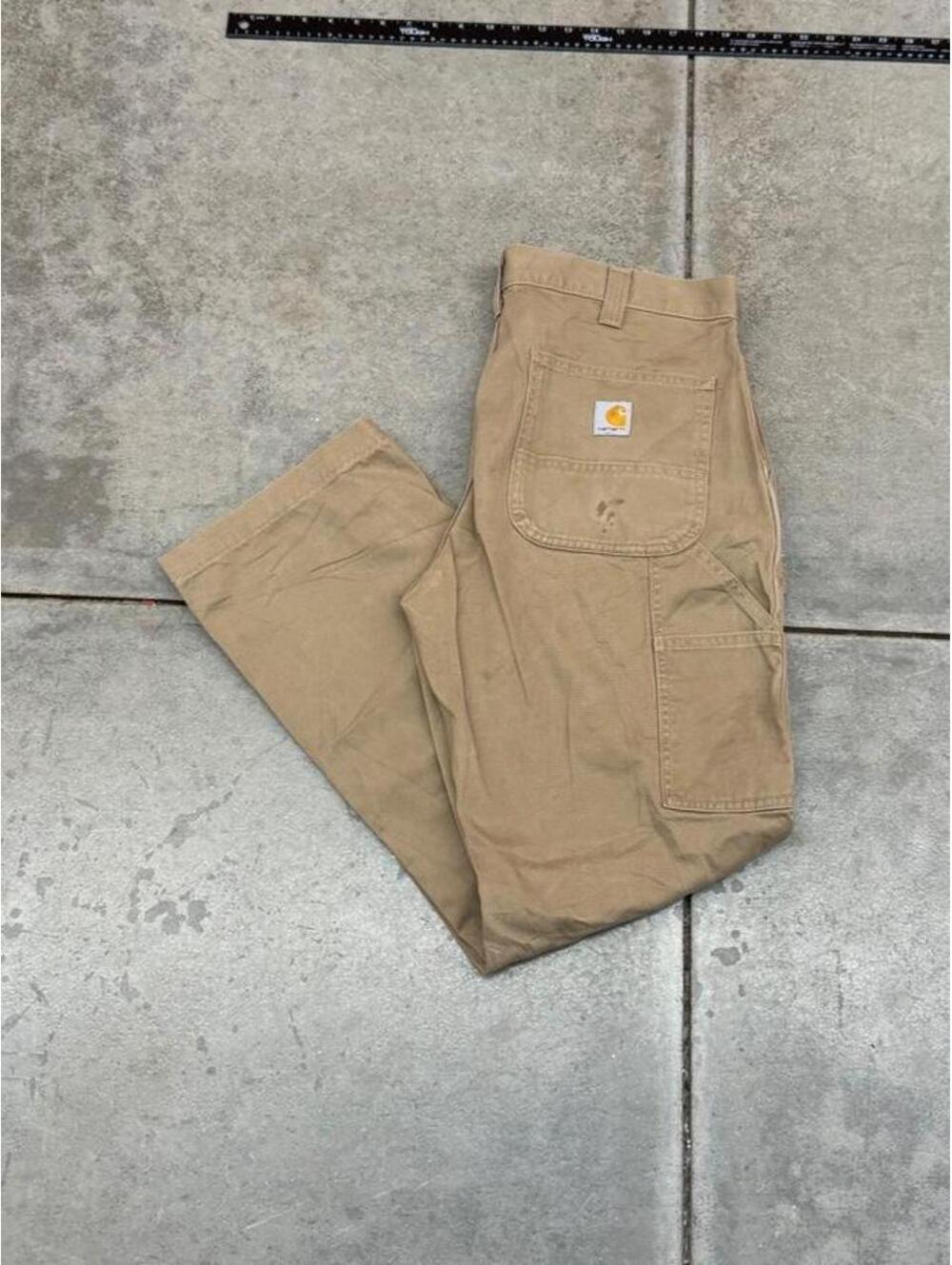 vintage carhartt beige relaxed baggy fit cargo pants size 34 x 30